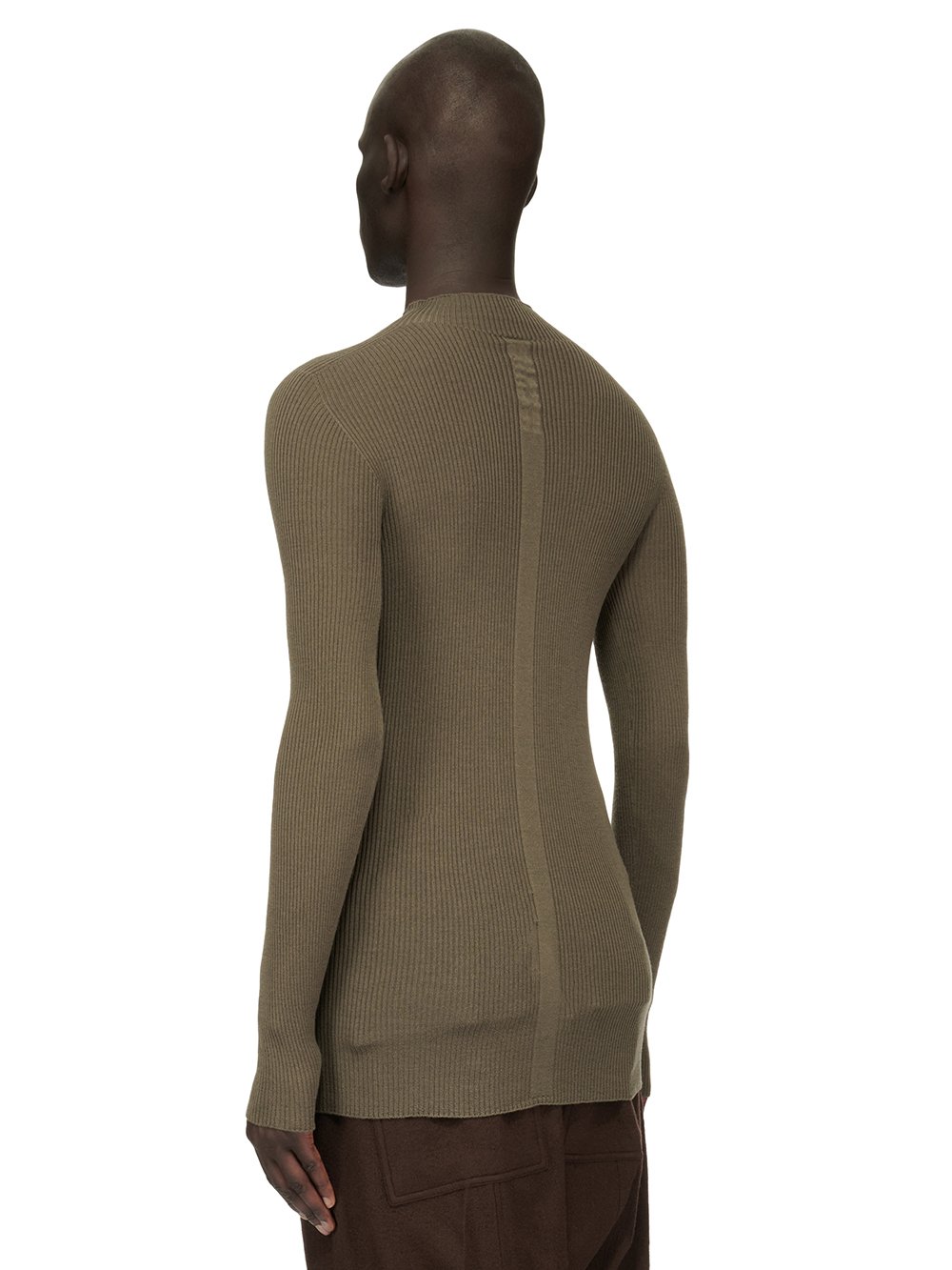 RICK OWENS FW23 LUXOR RIBBED LUPETTO IN DUST GREY LIGHTWEIGHT RIBBED KNIT