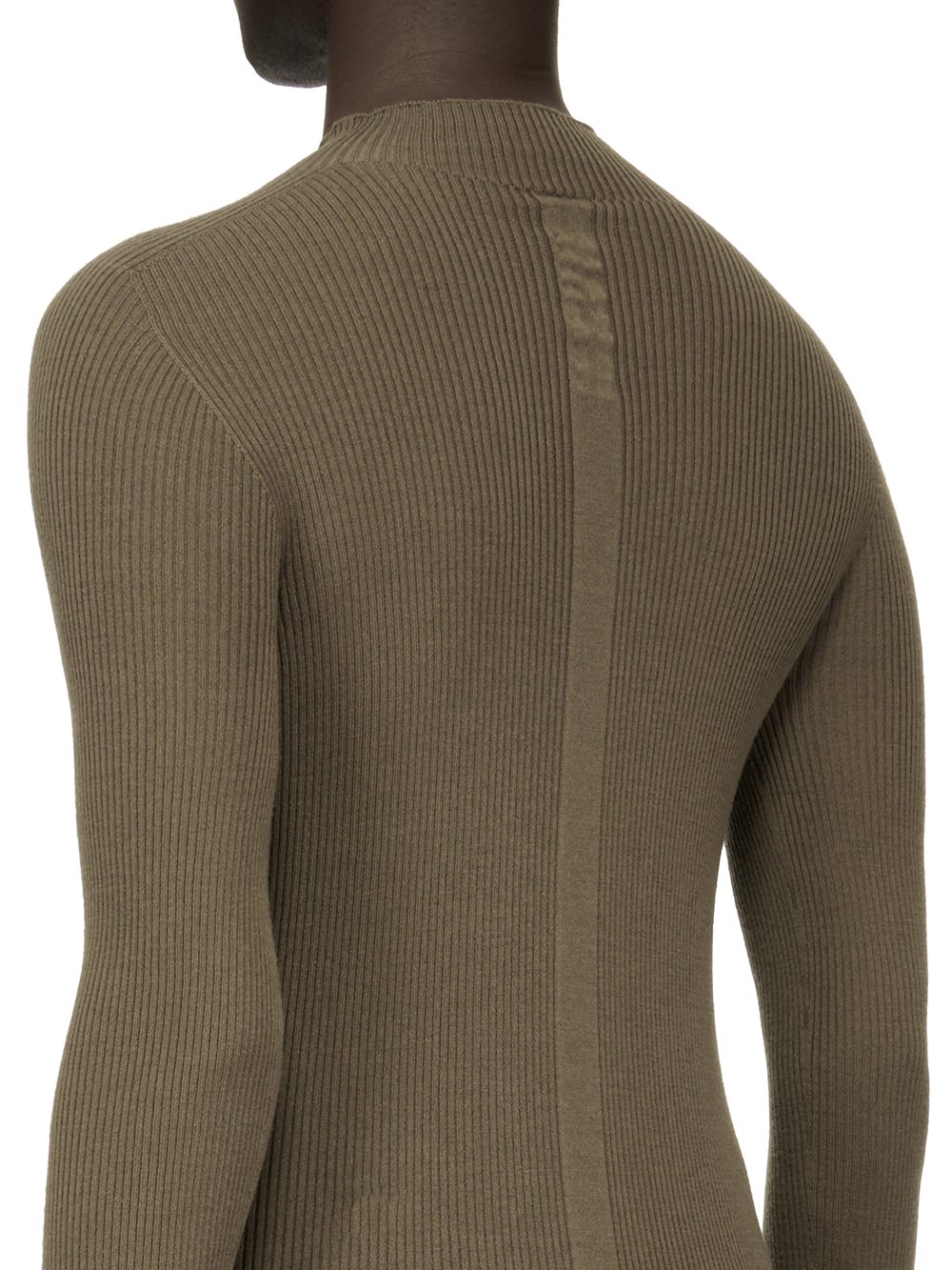 RICK OWENS FW23 LUXOR RIBBED LUPETTO IN DUST GREY LIGHTWEIGHT RIBBED KNIT