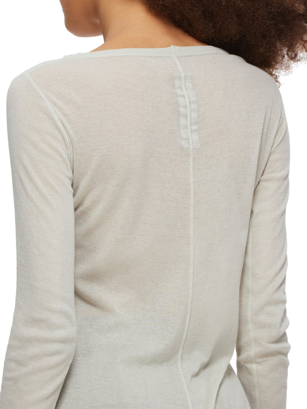 RICK OWENS FW23 LUXOR RIB LS T IN PEARL MINI RIB JERSEY