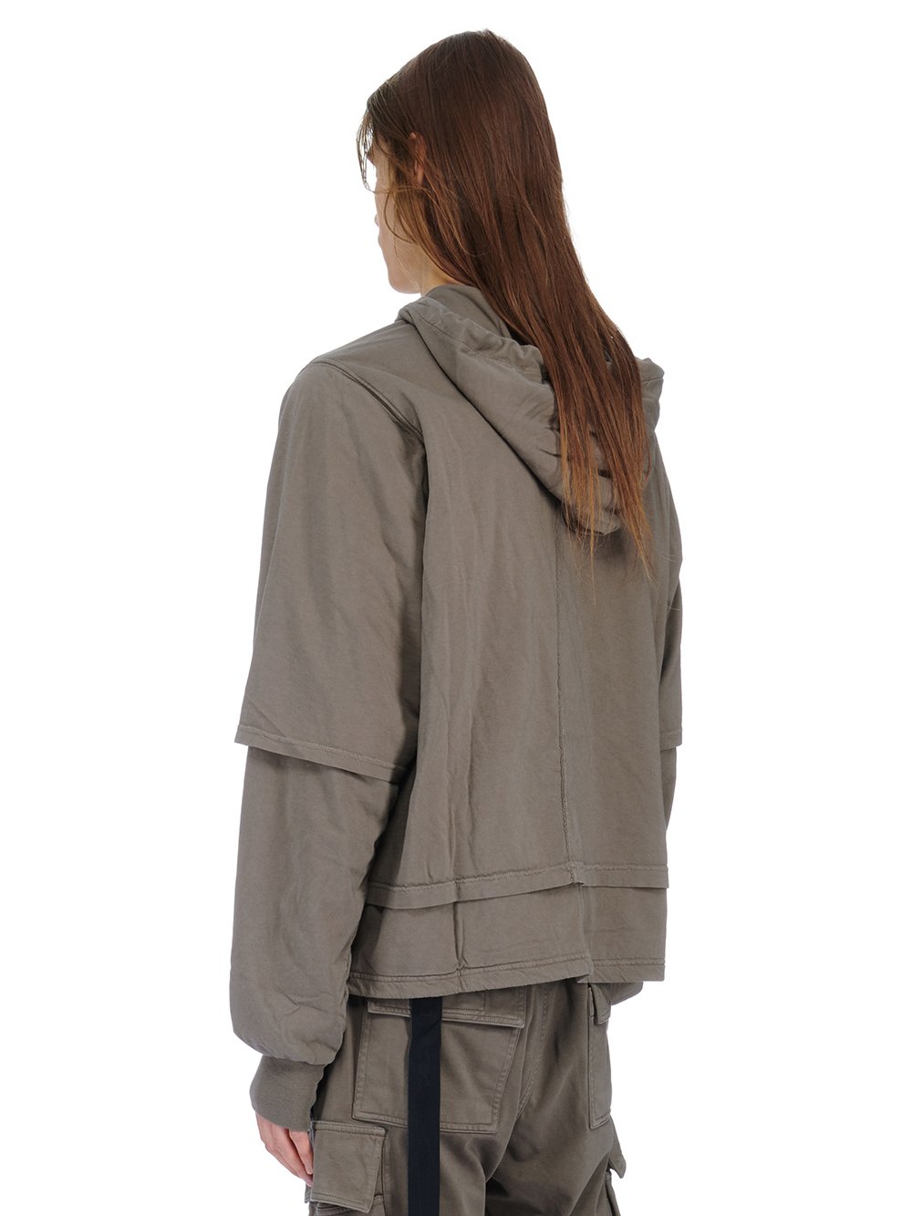 RICK OWENS FW23 LUXOR HUSTLER HOODIE IN DUST MEDIUM WEIGHT COTTON JERSEY 