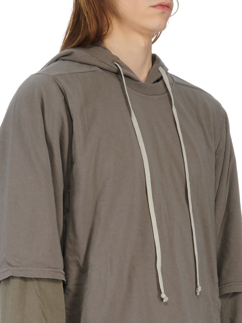 RICK OWENS FW23 LUXOR HUSTLER HOODIE IN DUST MEDIUM WEIGHT COTTON JERSEY 