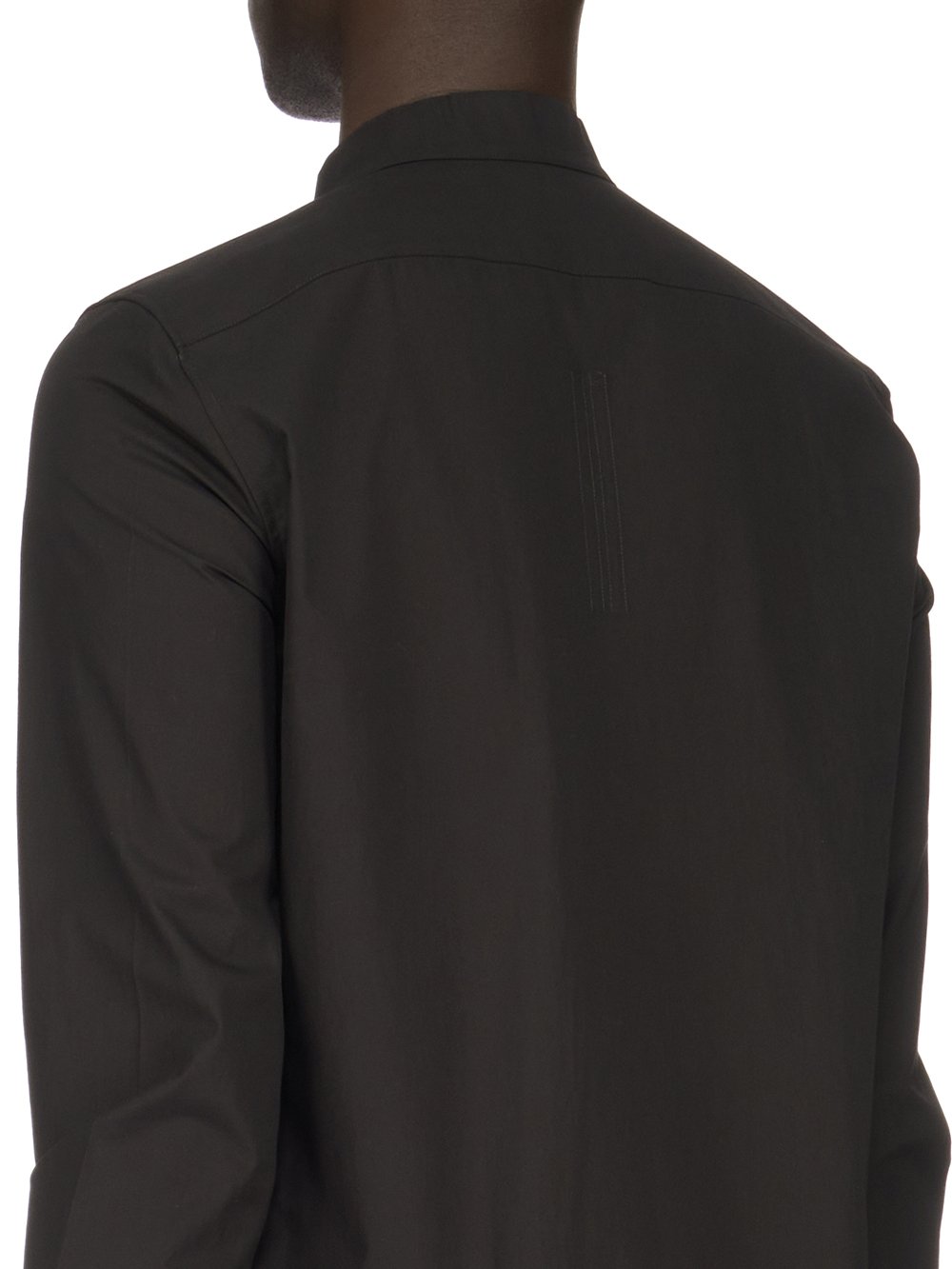 RICK OWENS FW23 LUXOR SNAP COLLAR FAUN SHIRT IN  BLACK COTTON POPLIN