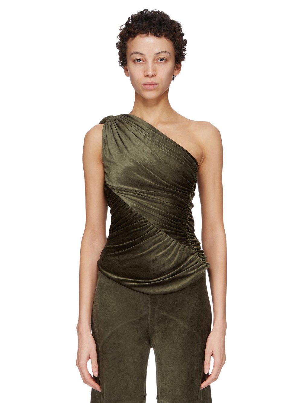 RICK OWENS LILIES FW23 LUXOR AMIRA TOP IN FOREST VELVET JERSEY