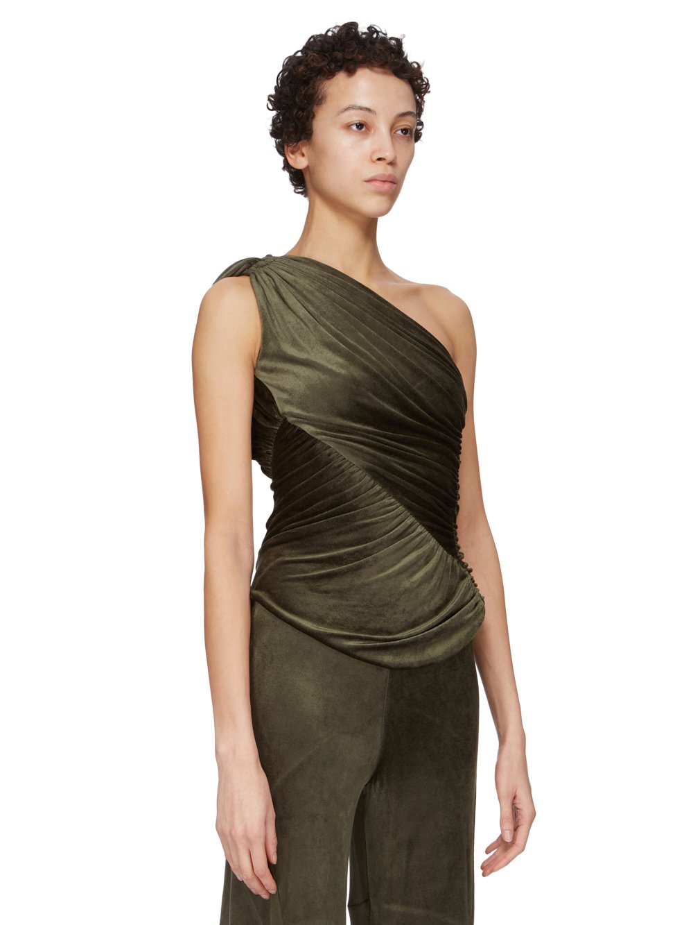 RICK OWENS LILIES FW23 LUXOR AMIRA TOP IN FOREST VELVET JERSEY