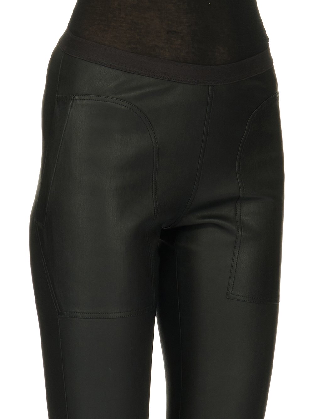 RICK OWENS FW23 LUXOR LEGGINGS IN BLACK STRETCH LAMB LEATHER