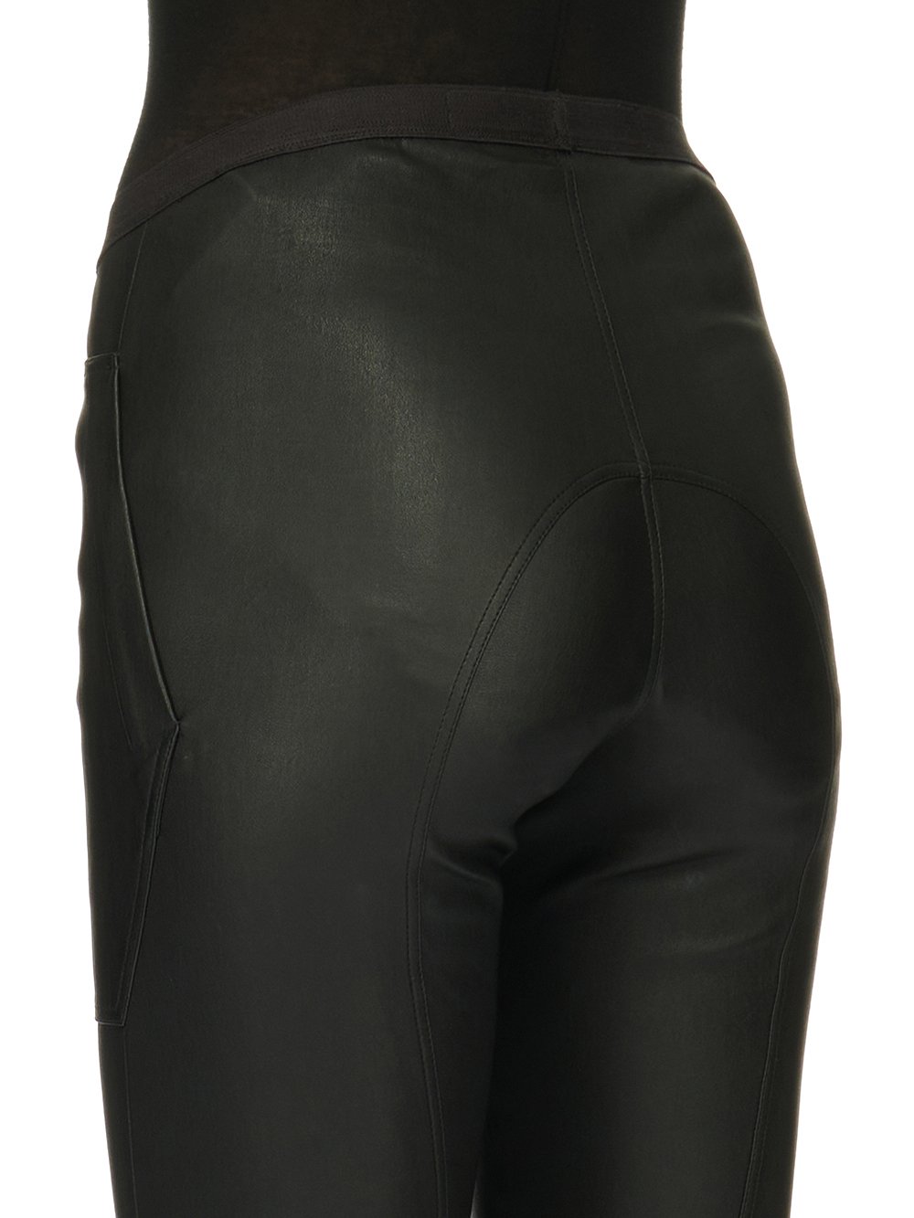 RICK OWENS FW23 LUXOR LEGGINGS IN BLACK STRETCH LAMB LEATHER