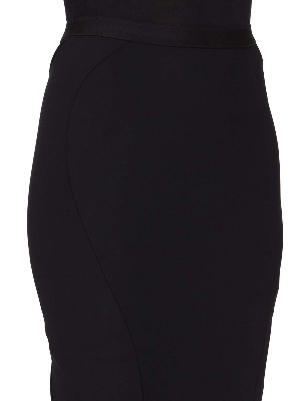 RICK OWENS LILIES FW23 LUXOR KNEE SLIP SKIRT IN BLACK RECYCLED NYLON NEOPRENE JERSEY