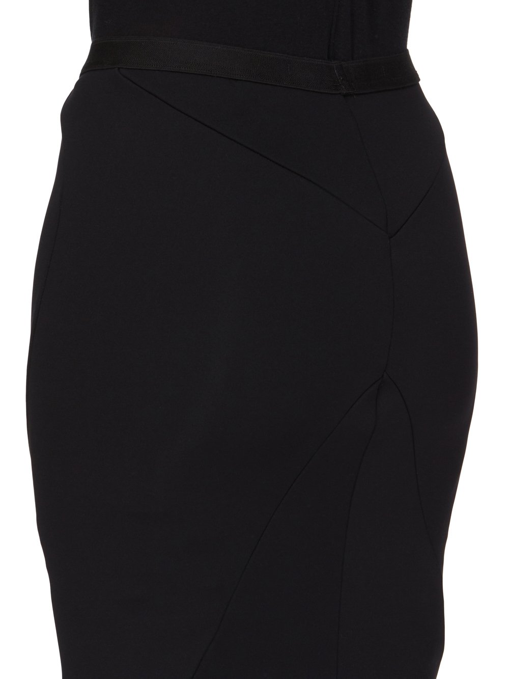 RICK OWENS LILIES FW23 LUXOR KNEE SLIP SKIRT IN BLACK RECYCLED NYLON NEOPRENE JERSEY