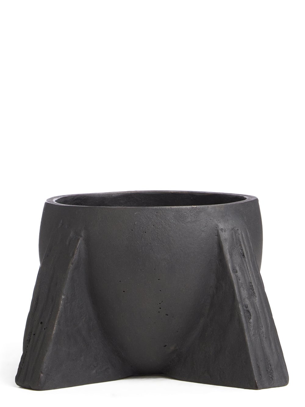 RICK OWENS COUPE IN BLACK BRONZE HAS AN HALF-OVAL SHAPE, FEATURES FOUR LEGS AND SLIGHTLY IRREGULAR SURFACE.