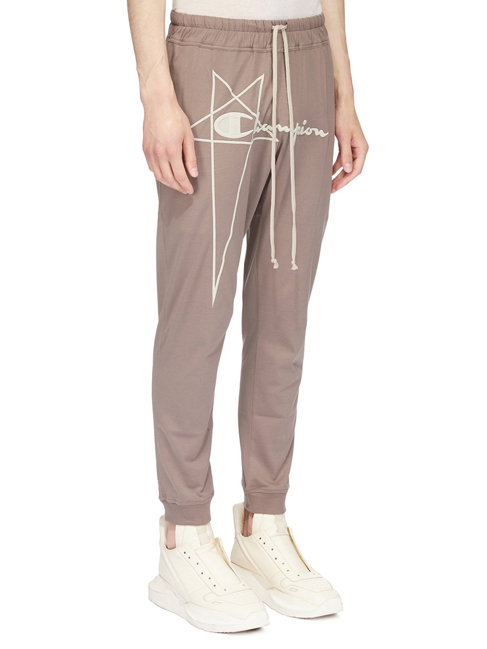 CHAMPION X RICK OWENS JOGGERS IN DUST GREY MEDIUM WEIGHT COTTON JERSEY 