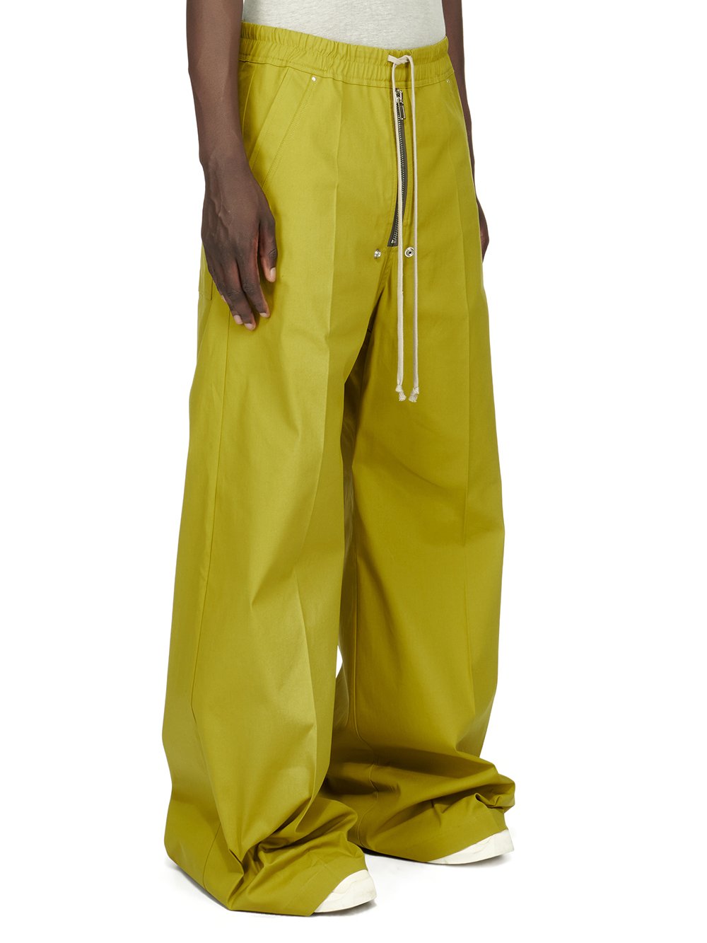 RICK OWENS FW23 LUXOR BELA PANTS IN ACID YELLOW HEAVY COTTON POPLIN