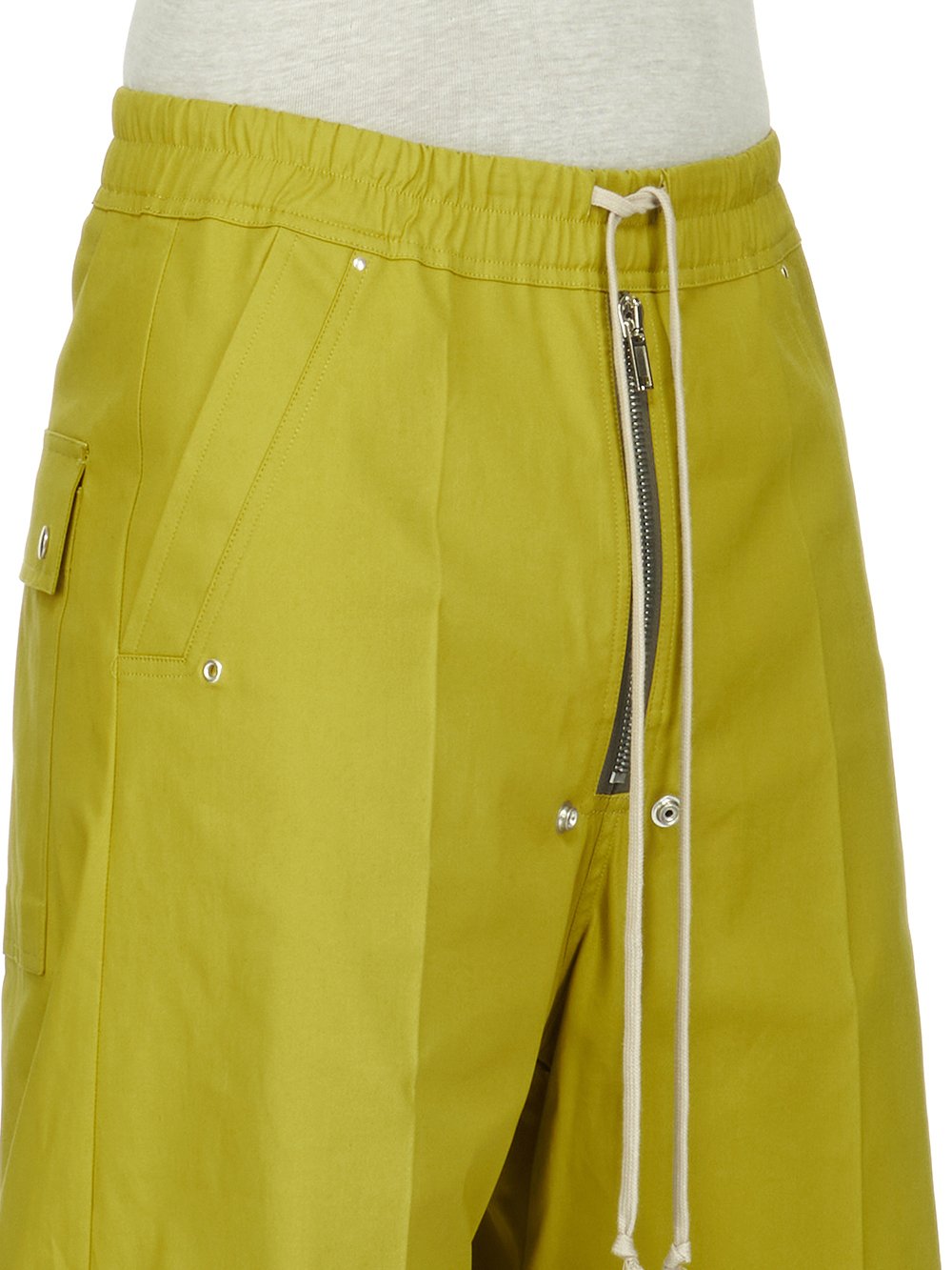 RICK OWENS FW23 LUXOR BELA PANTS IN ACID YELLOW HEAVY COTTON POPLIN