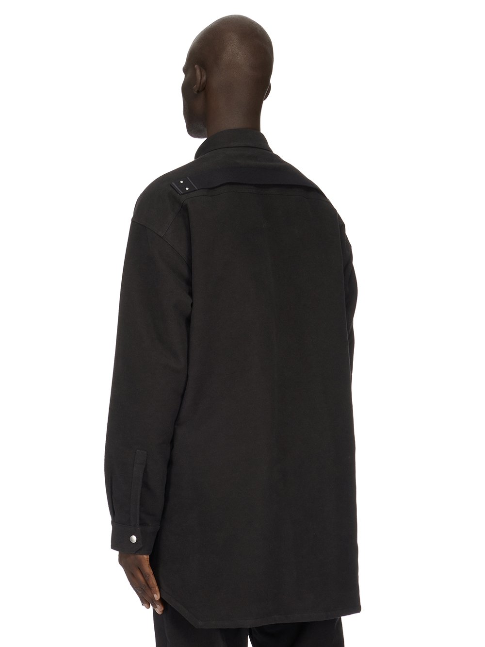 RICK OWENS FW23 LUXOR OVERSIZED OUTERSHIRT IN BLACK BRUSHED HEAVY TWILL