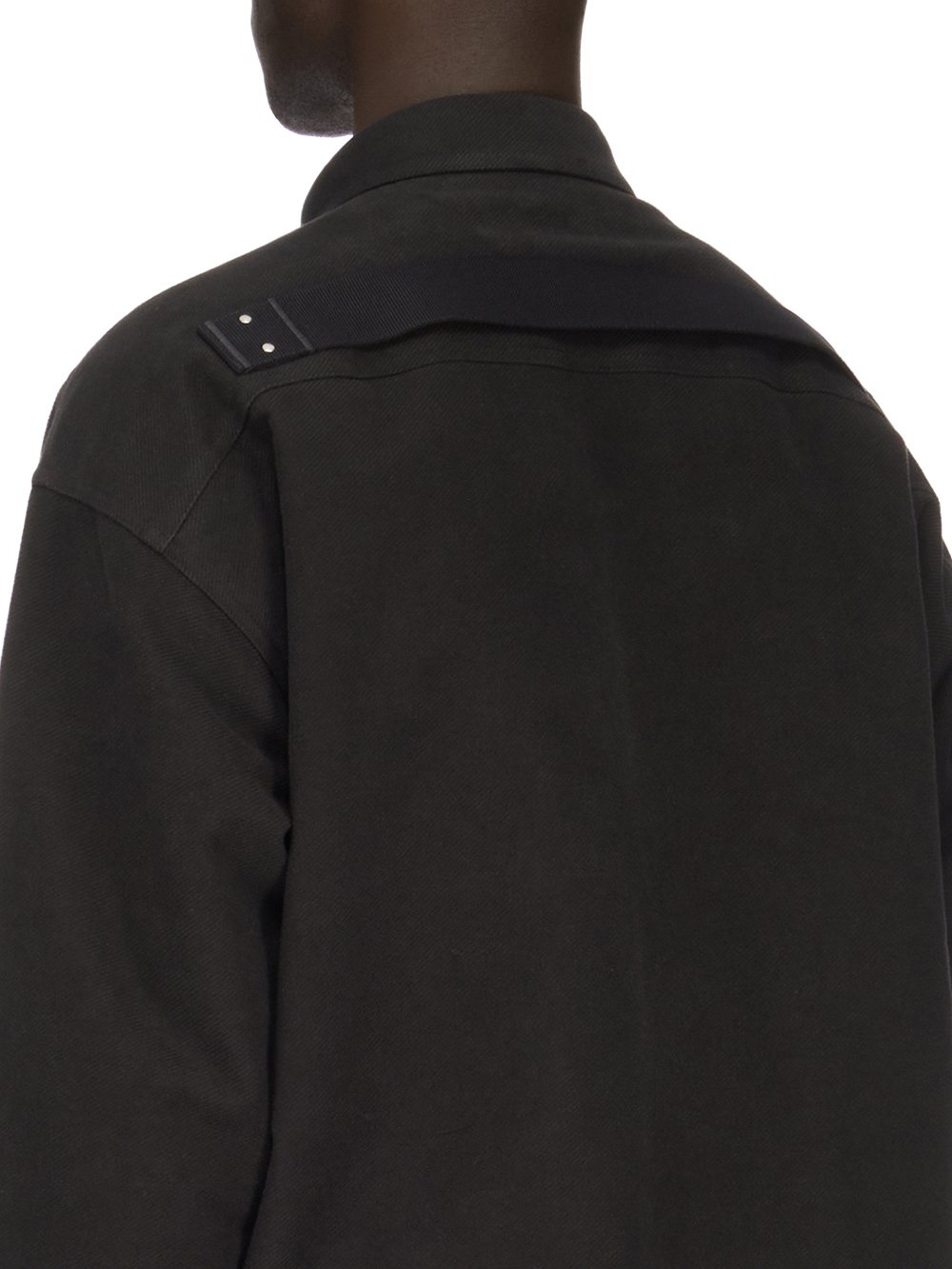 RICK OWENS FW23 LUXOR OVERSIZED OUTERSHIRT IN BLACK BRUSHED HEAVY TWILL