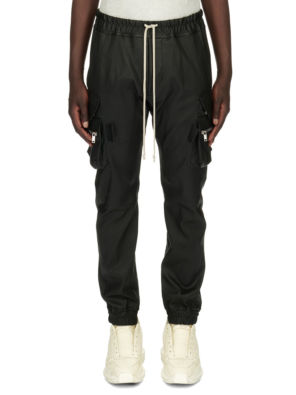 RICK OWENS FW23 LUXOR MASTODON CARGO IN BLACK STRETCH LAMB LEATHER