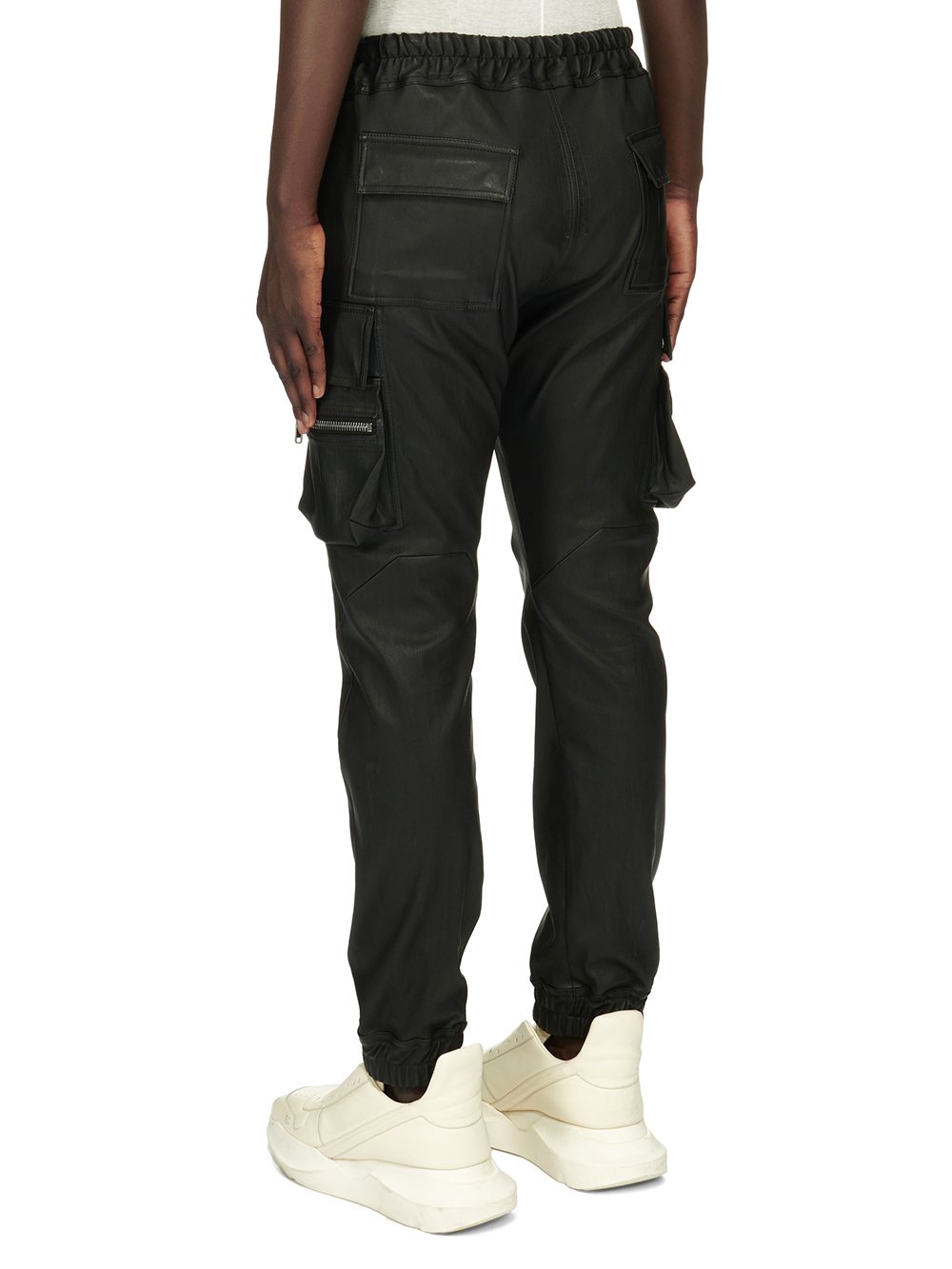 RICK OWENS FW23 LUXOR MASTODON CARGO IN BLACK STRETCH LAMB LEATHER