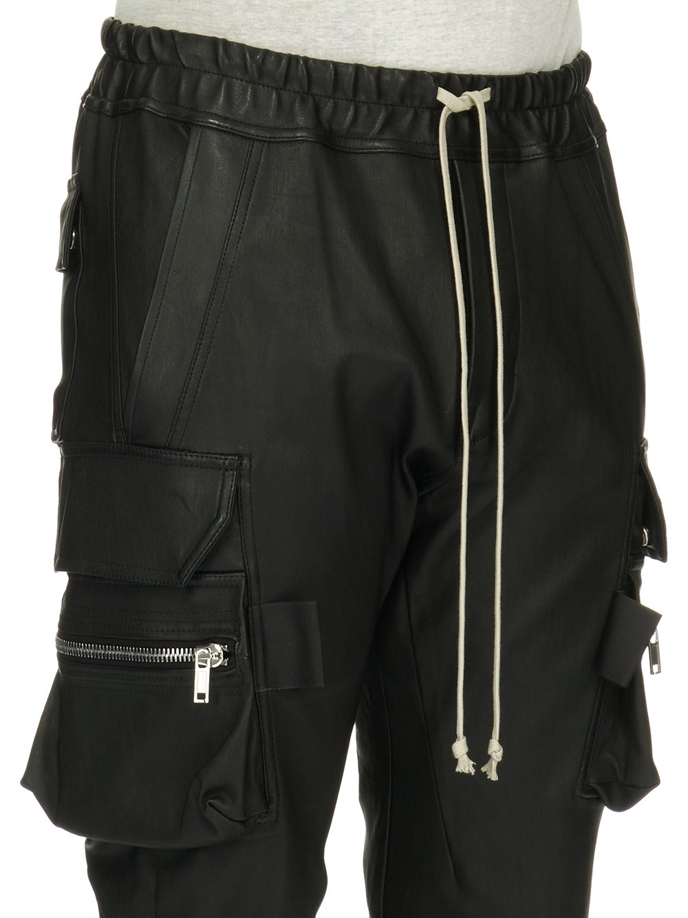 RICK OWENS FW23 LUXOR MASTODON CARGO IN BLACK STRETCH LAMB LEATHER