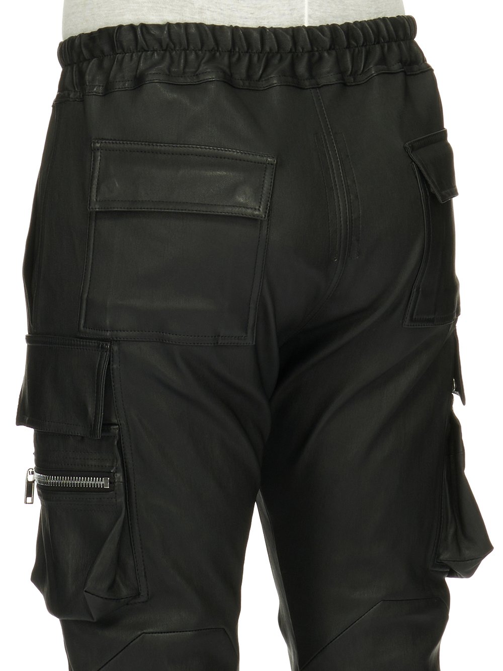 RICK OWENS FW23 LUXOR MASTODON CARGO IN BLACK STRETCH LAMB LEATHER