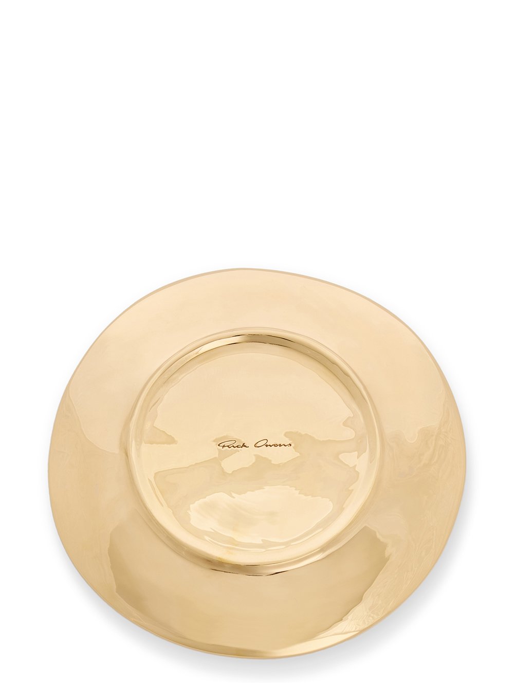 RICK OWENS MEDIUM PLATE IN GOLD TONE BRONZE.