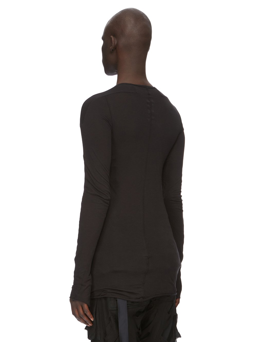 RICK OWENS FW23 LUXOR SCARIFICATION LS T IN BLACK LIGHTWEIGHT COTTON GAUZE JERSEY 