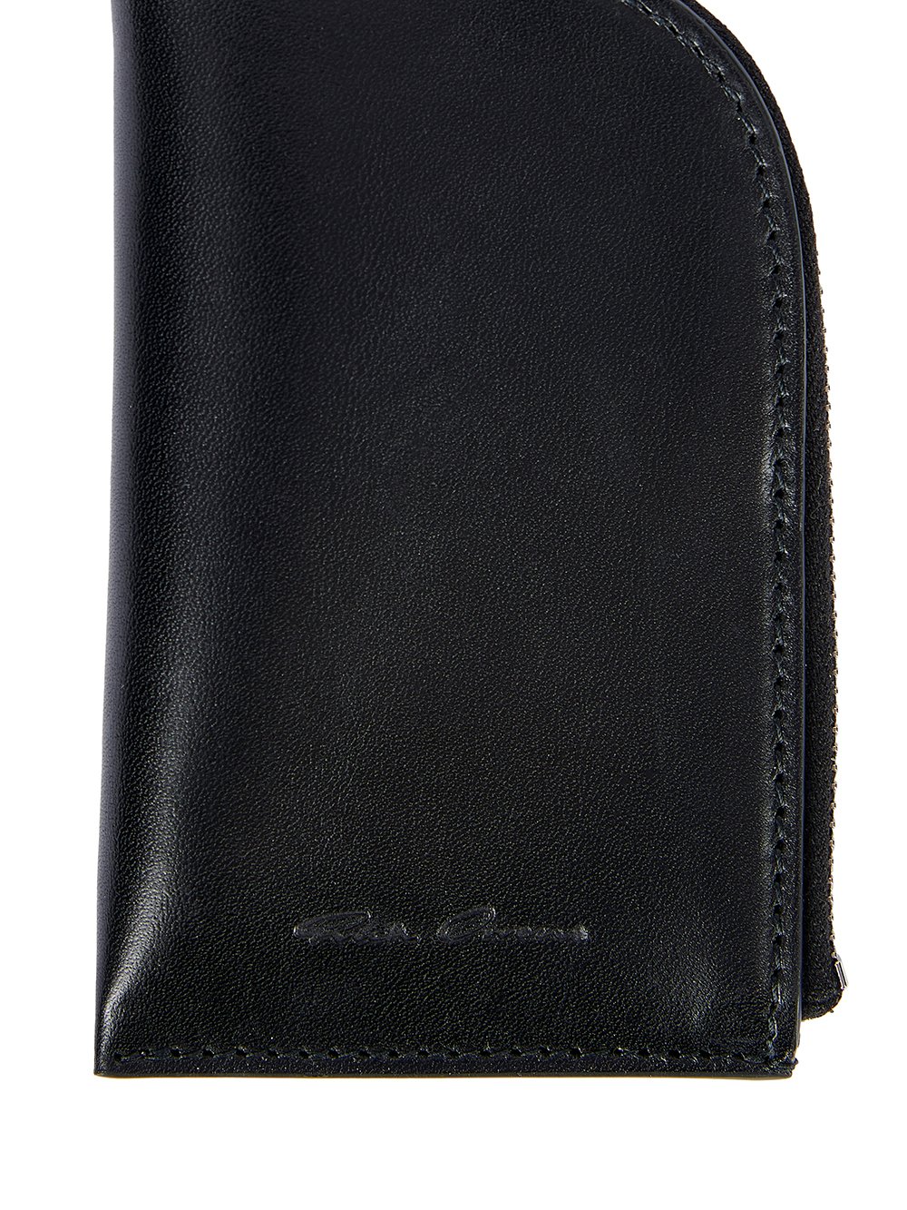 RICK OWENS FW23 LUXOR HOOK WALLET IN BLACK GLOSSY GROPONE COW LEATHER