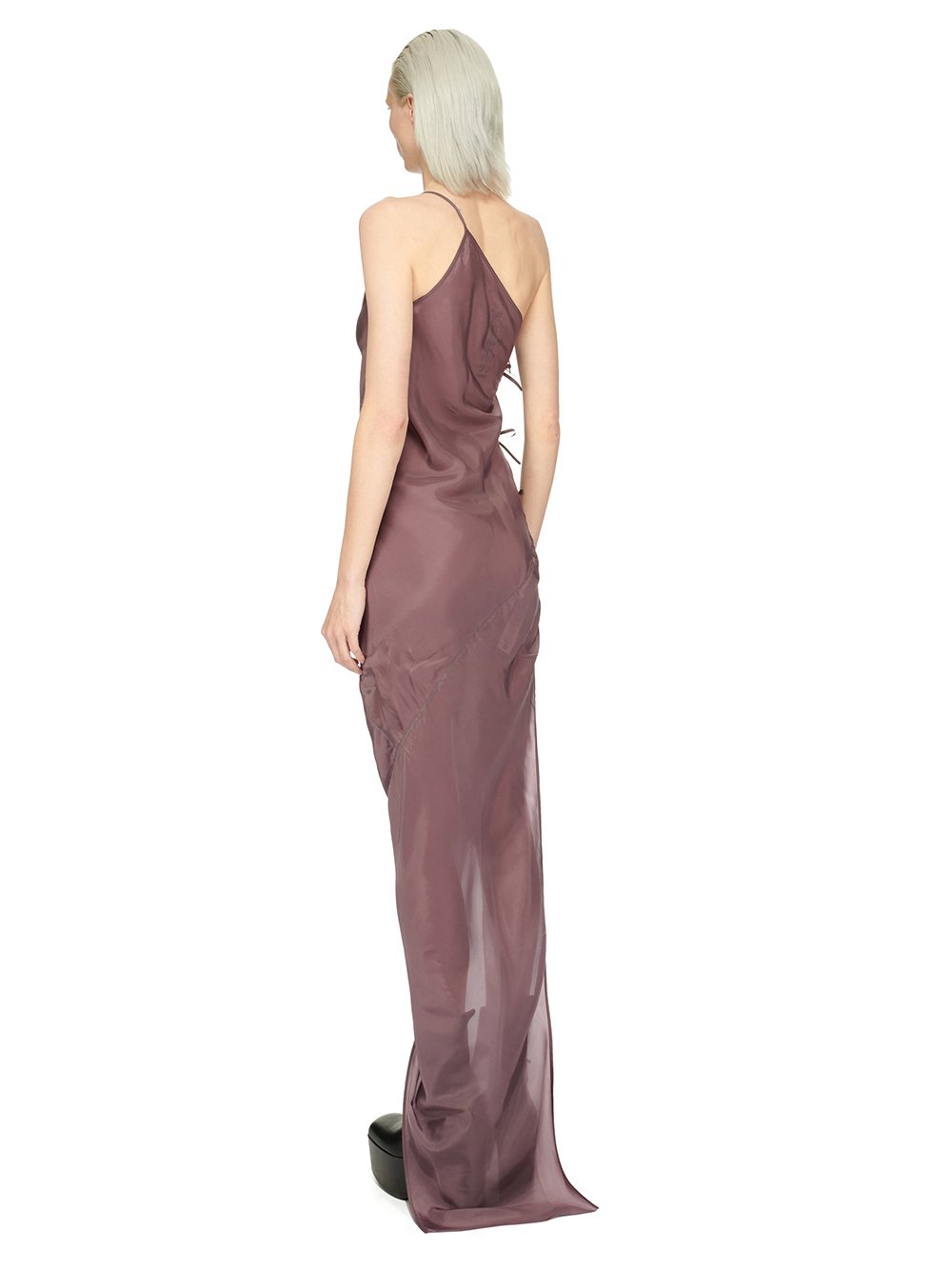 RICK OWENS FW23 LUXOR TACO GOWN IN AMETHYST PURPLE CUPRO JAPONETTE