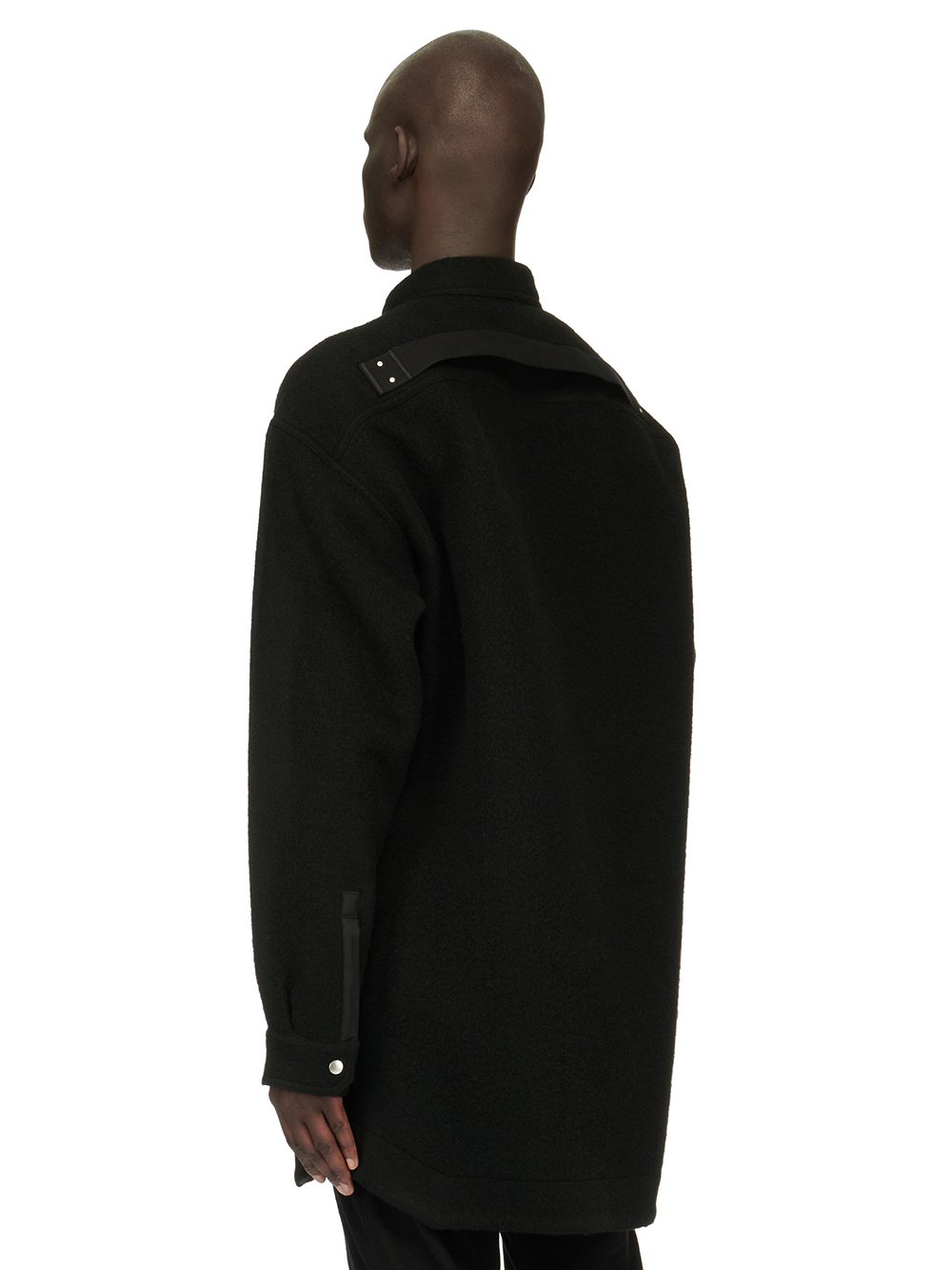 RICK OWENS FW23 LUXOR OVERSIZED OUTERSHIRT IN BLACK BOILED WOOL