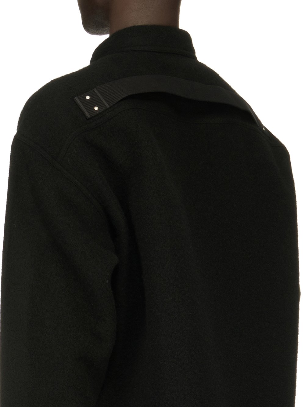 RICK OWENS FW23 LUXOR OVERSIZED OUTERSHIRT IN BLACK BOILED WOOL