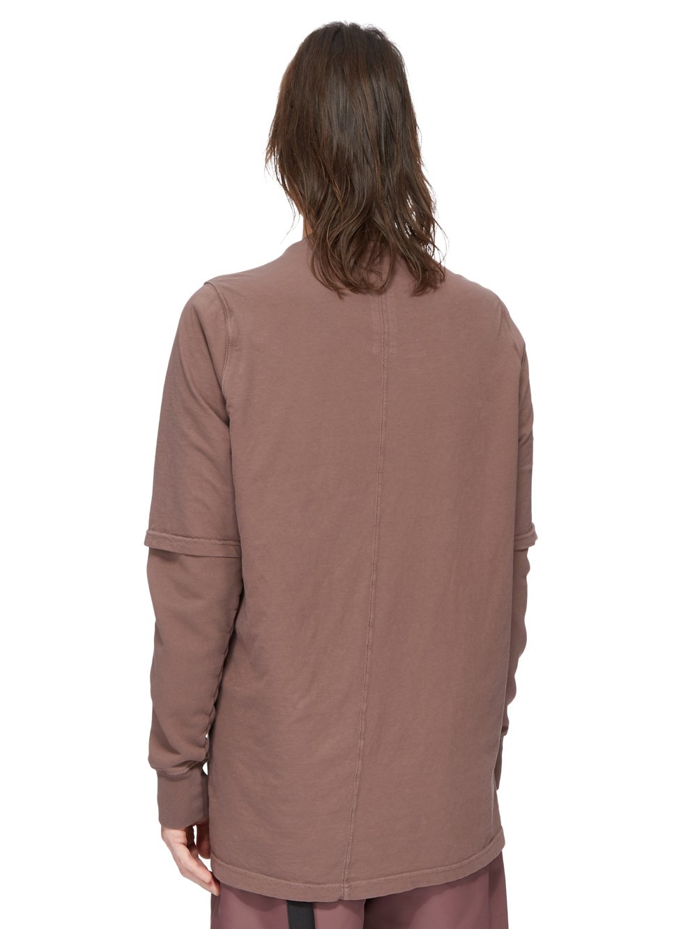 RICK OWENS FW23 LUXOR HUSTLER T IN MAUVE MEDIUM WEIGHT COTTON JERSEY AND FURKA HEAVY SWEATSHIRT