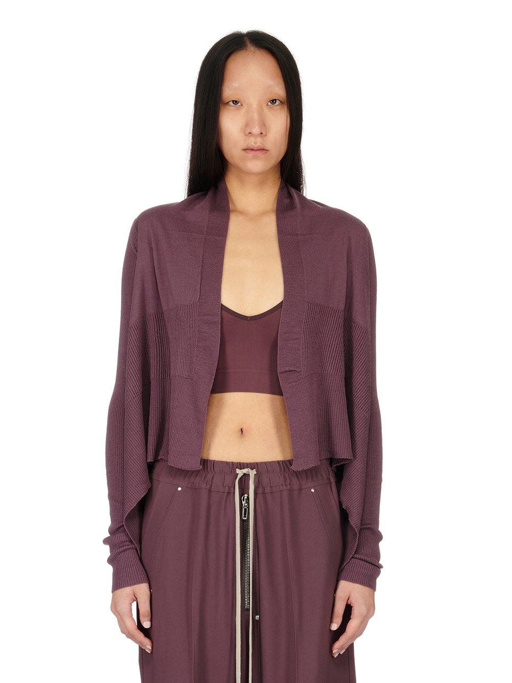 RICK OWENS FW23 LUXOR SHORT WRAP IN AMETHYST LIGHTWEIGHT RASATO KNIT