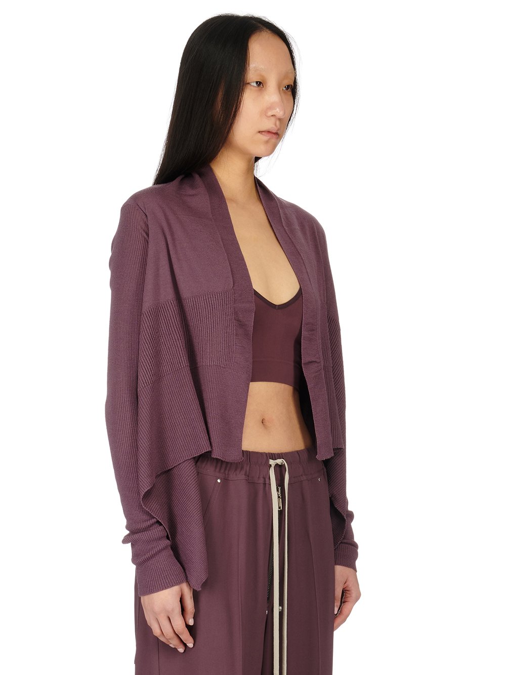 RICK OWENS FW23 LUXOR SHORT WRAP IN AMETHYST LIGHTWEIGHT RASATO KNIT