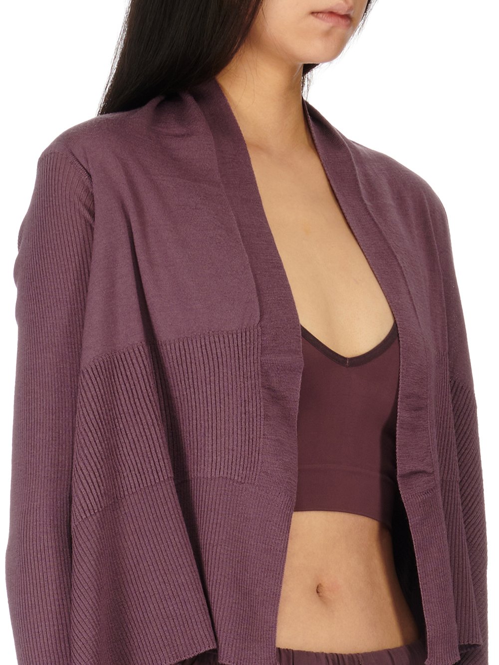 RICK OWENS FW23 LUXOR SHORT WRAP IN AMETHYST LIGHTWEIGHT RASATO KNIT