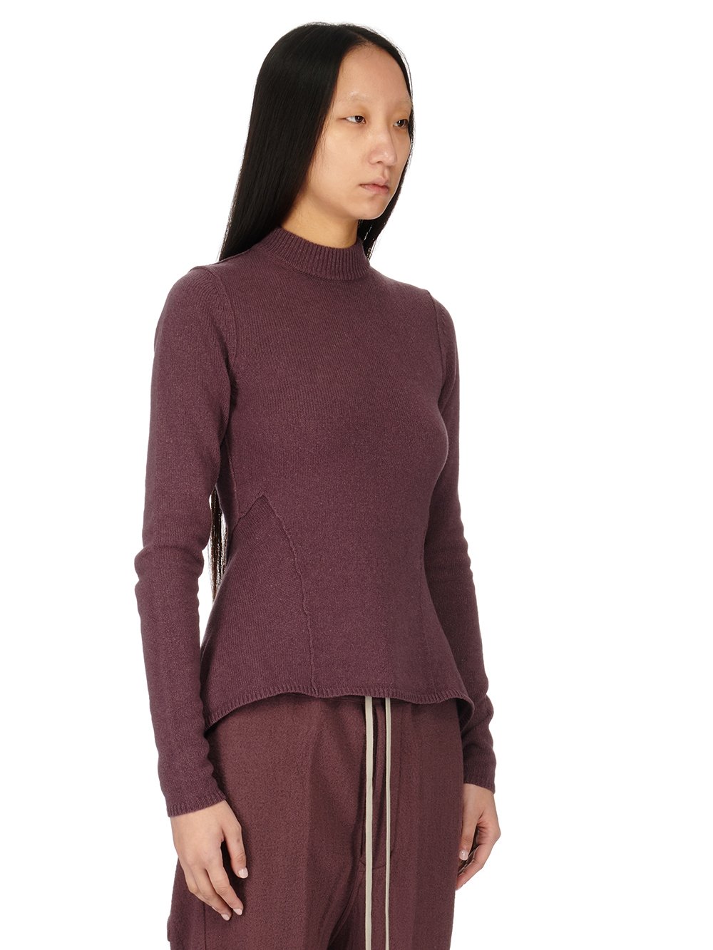 RICK OWENS FW23 LUXOR NASKA LUPETTO IN AMETHYST RECYCLED CASHMERE KNIT