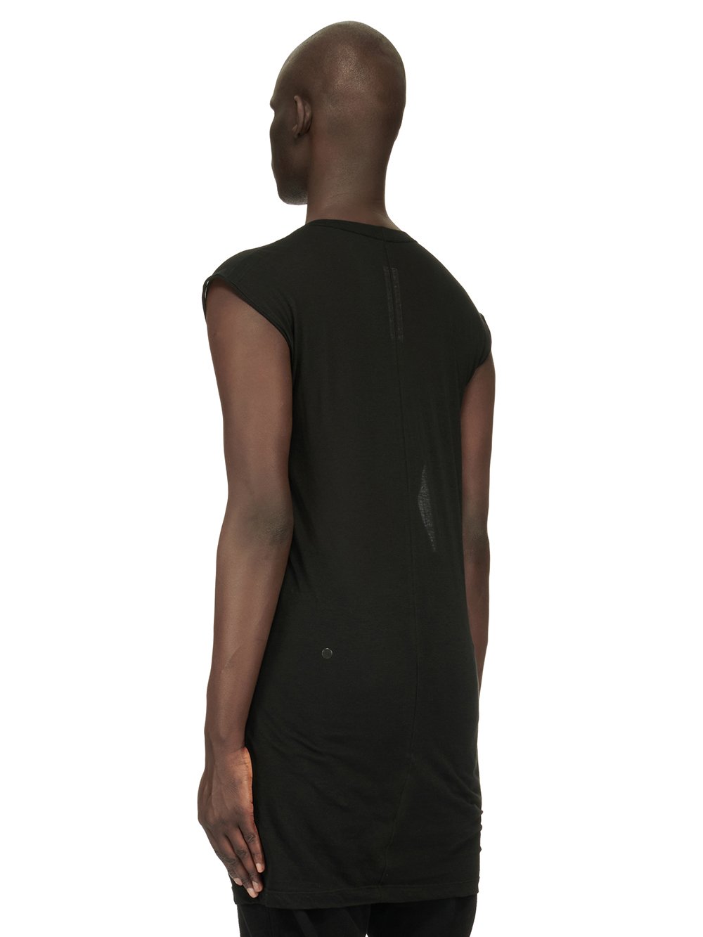 RICK OWENS FW23 LUXOR DEEP V NECK SS T IN  BLACK UNSTABLE COTTON