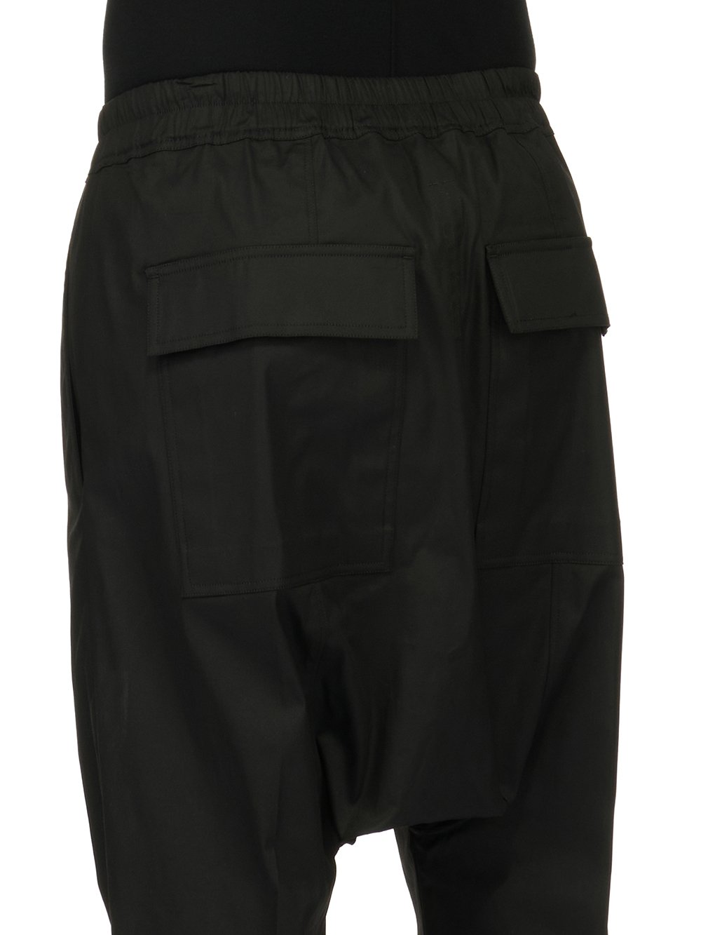 RICK OWENS FOREVER DRAWSTRING CROPPED IN BLACK HEAVY COTTON POPLIN