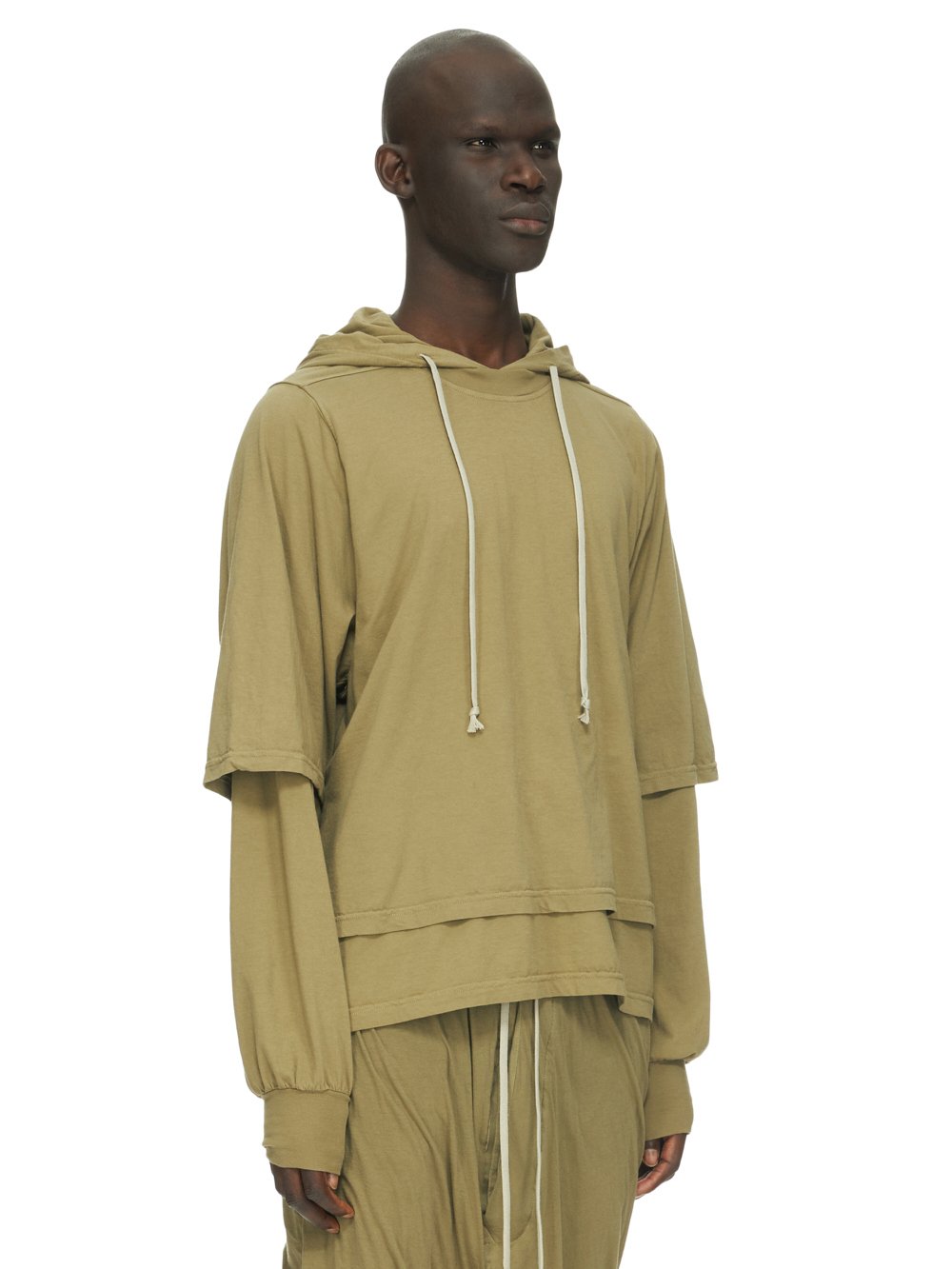 RICK OWENS FW23 LUXOR HUSTLER HOODIE IN PALE GREEN MEDIUM WEIGHT COTTON JERSEY