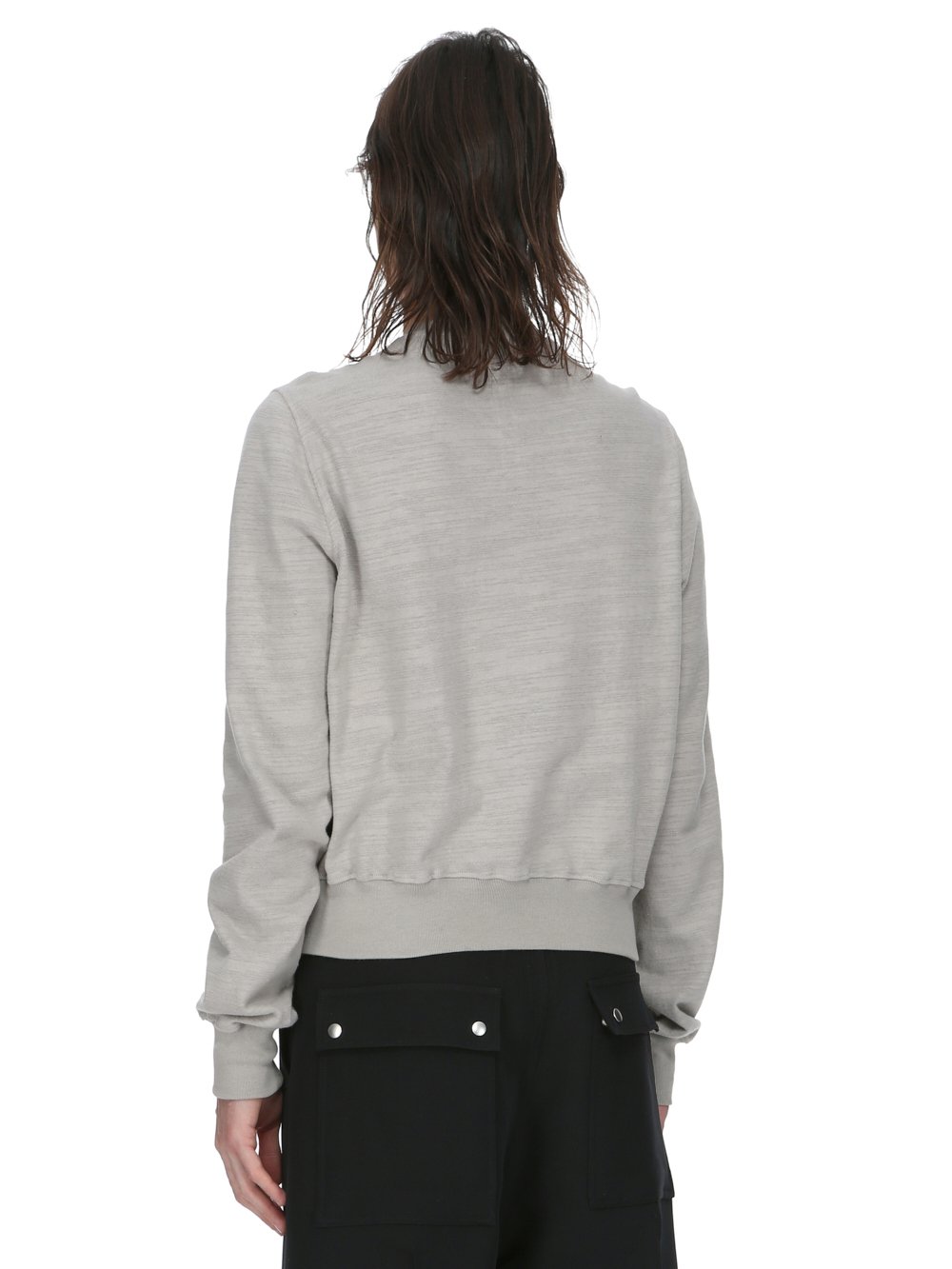 RICK OWENS FW23 LUXOR CROPPED CREWNECK SWEAT IN PEARL BIGARZATO JERSEY 