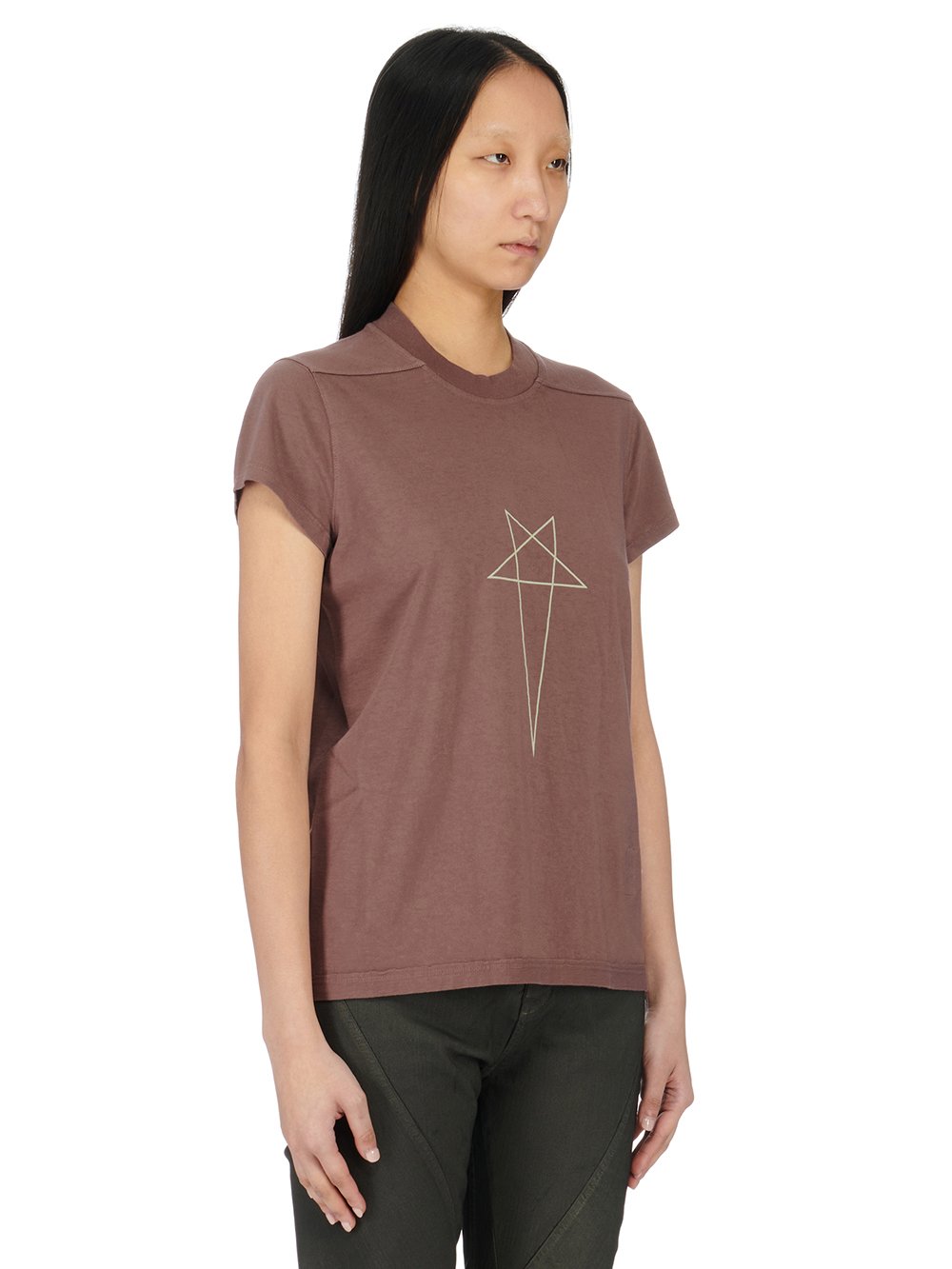 RICK OWENS FW23 LUXOR TOMMY T IN MAUVE COTTON GAUZE JERSEY