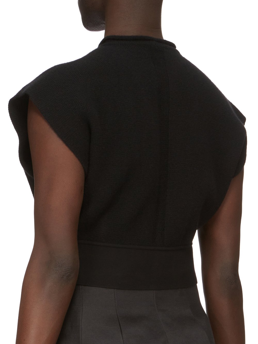 RICK OWENS FW23 LUXOR RUNWAY CROPPED TOP IN BLACK RECYCLED CASHMERE