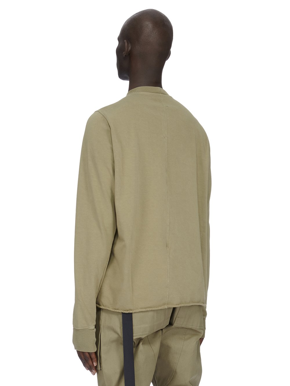 RICK OWENS FW23 LUXOR CREWNECK SWEAT IN PALE GREEN COMPACT HEAVY COTTON JERSEY