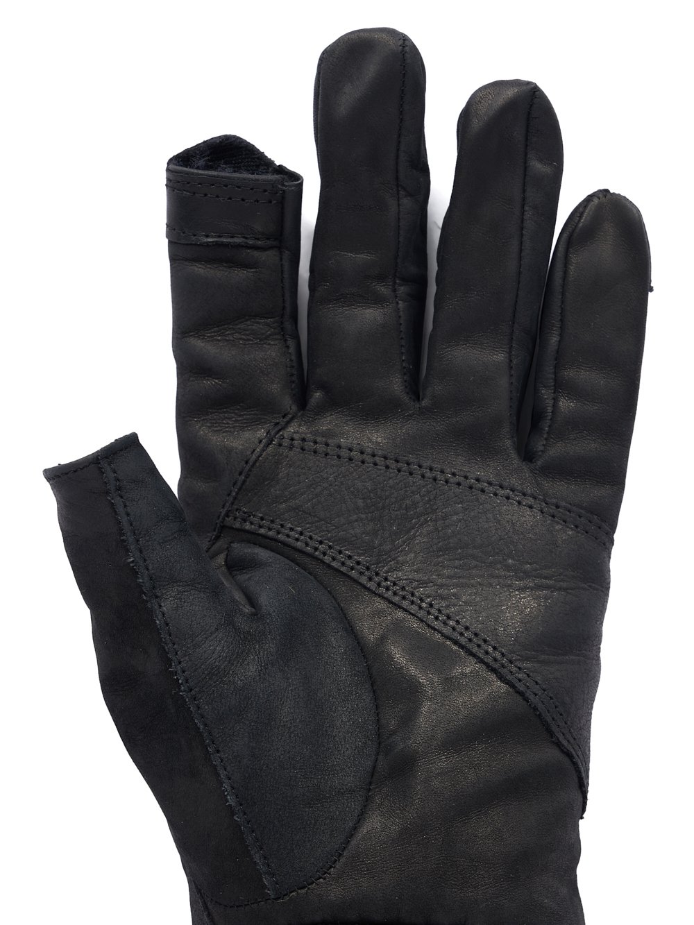 RICK OWENS FW23 LUXOR RUNWAY SHORT RIBCUFF GLOVES IN BLACK SUGAR CALF LEATHER