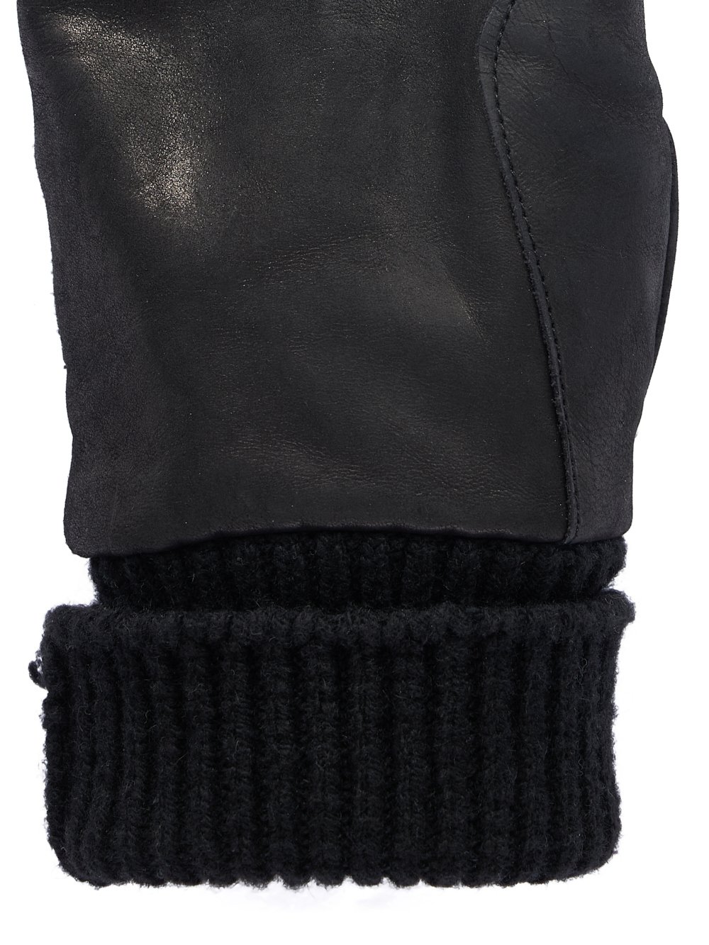 RICK OWENS FW23 LUXOR RUNWAY SHORT RIBCUFF GLOVES IN BLACK SUGAR CALF LEATHER