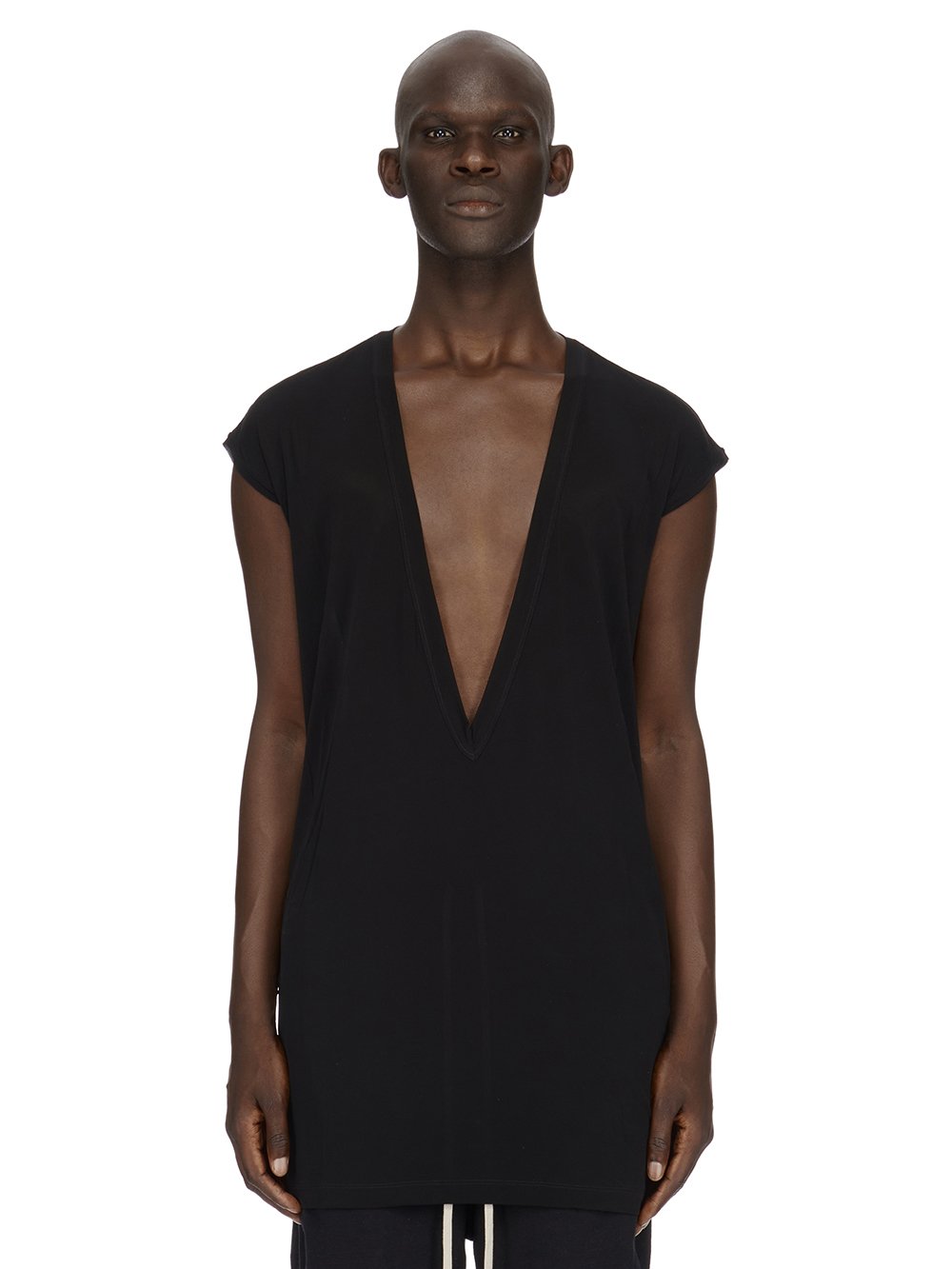 RICK OWENS FW23 LUXOR DYLAN T IN  BLACK HEAVY STRETCH CUPRO JERSEY