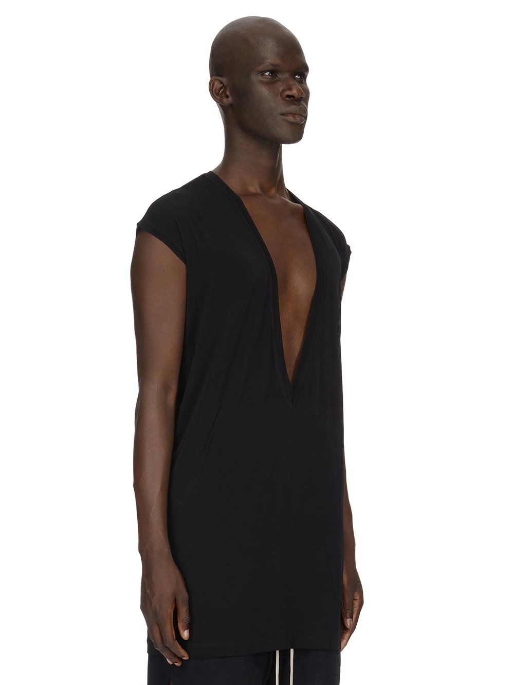 RICK OWENS FW23 LUXOR DYLAN T IN  BLACK HEAVY STRETCH CUPRO JERSEY