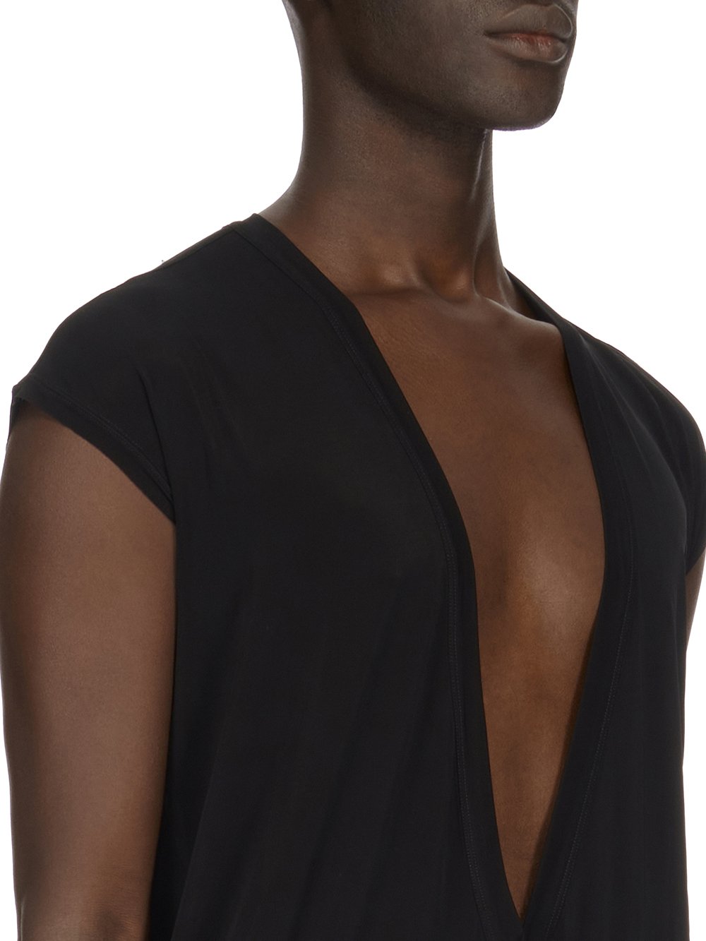 RICK OWENS FW23 LUXOR DYLAN T IN  BLACK HEAVY STRETCH CUPRO JERSEY