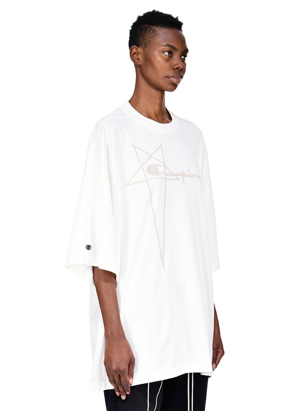 CHAMPION X RICK OWENS TOMMY T IN MILK WHITE MEDIUM WEIGHT COTTON JERSEY 