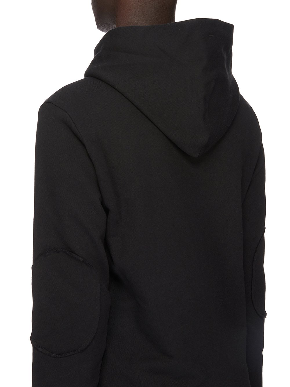 CHAMPION X RICK OWENS HOODED BODY IN BLACK COMPACT COTTON FELPA