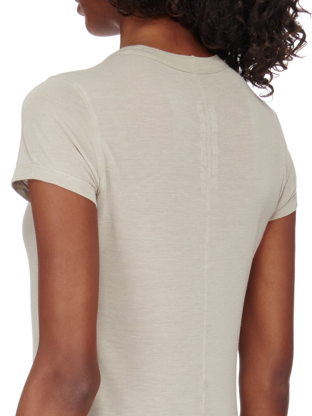 RICK OWENS FW23 LUXOR CROPPED LEVEL T IN PEARL VISCOSE SILK JERSEY