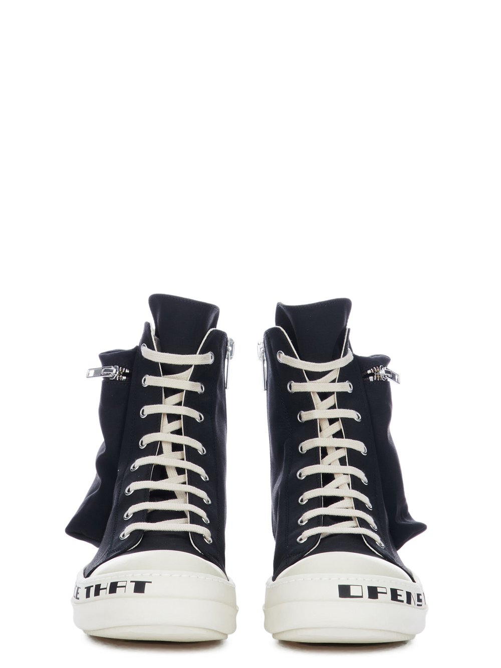 RICK OWENS FW23 LUXOR CARGO SNEAKS IN BLACK COTTON NYLON FAILLE