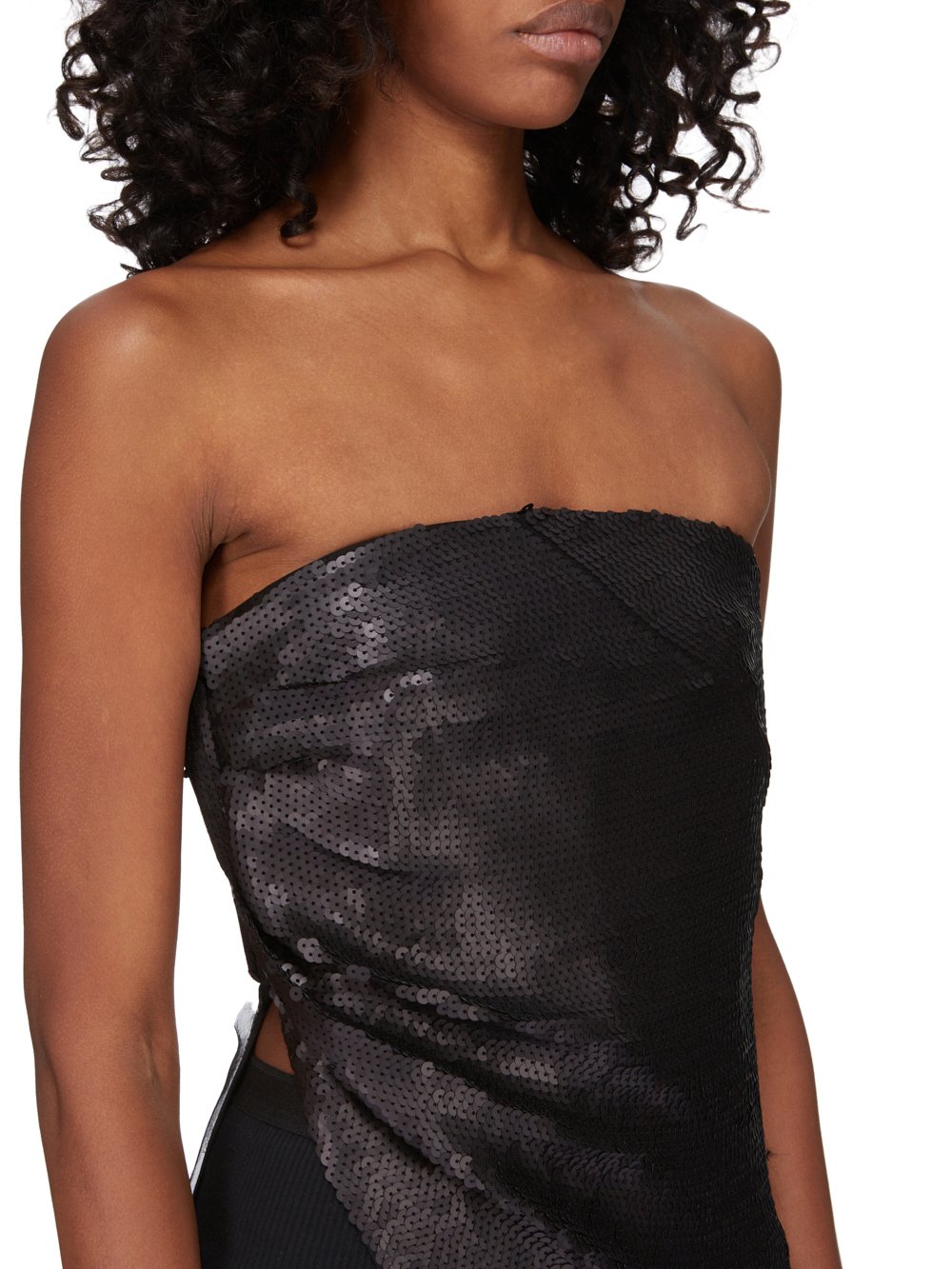 RICK OWENS FW23 LUXOR RUNWAY LONG TOP RUNWAY LENGTH IN BLACK SEQUIN EMBROIDERED SILK CHIFFON